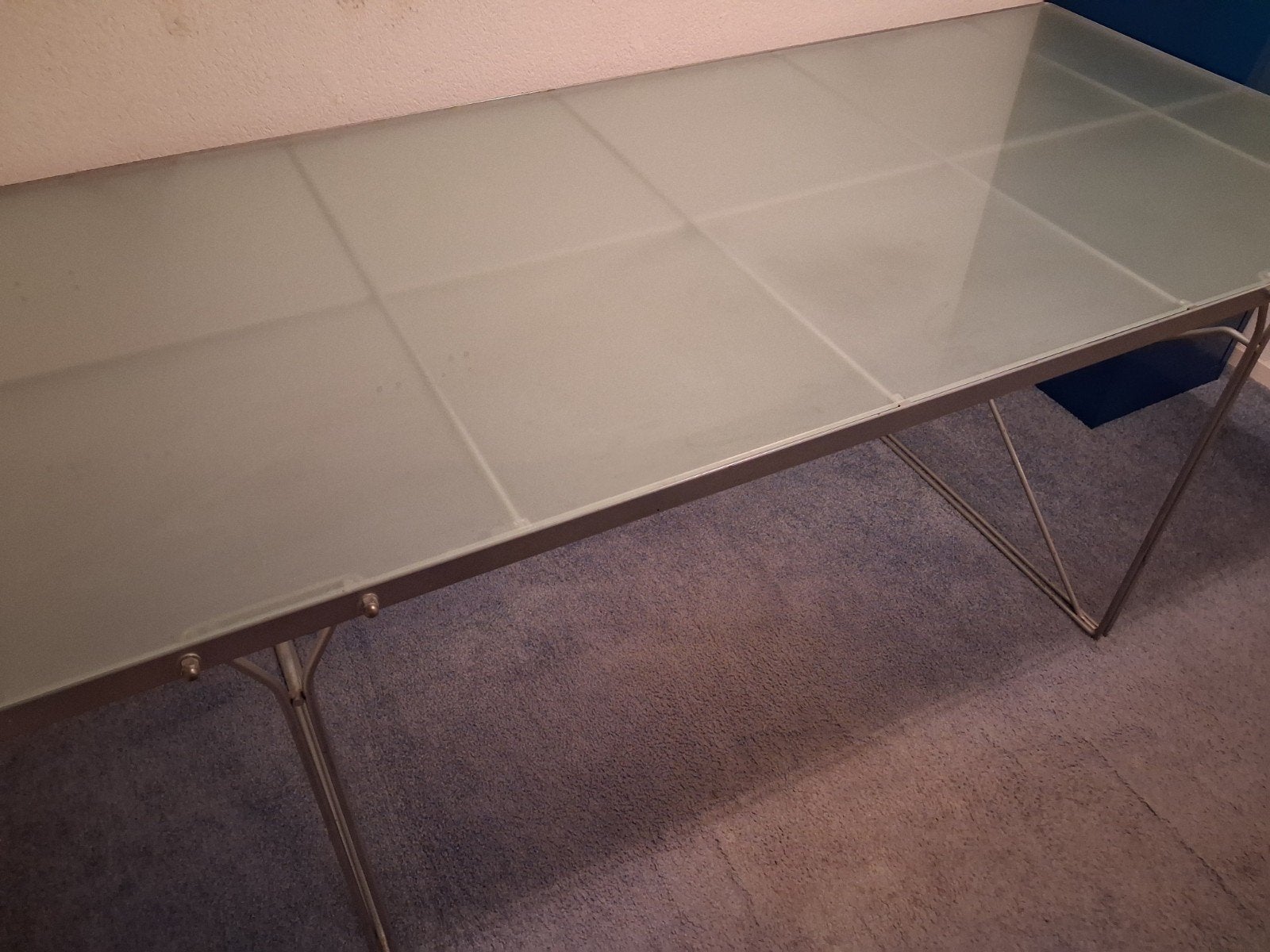 Eettafel van glas en staal, Huis en Inrichting, Ophalen, 50 tot 100 cm, 150 tot 200 cm, Rechthoekig