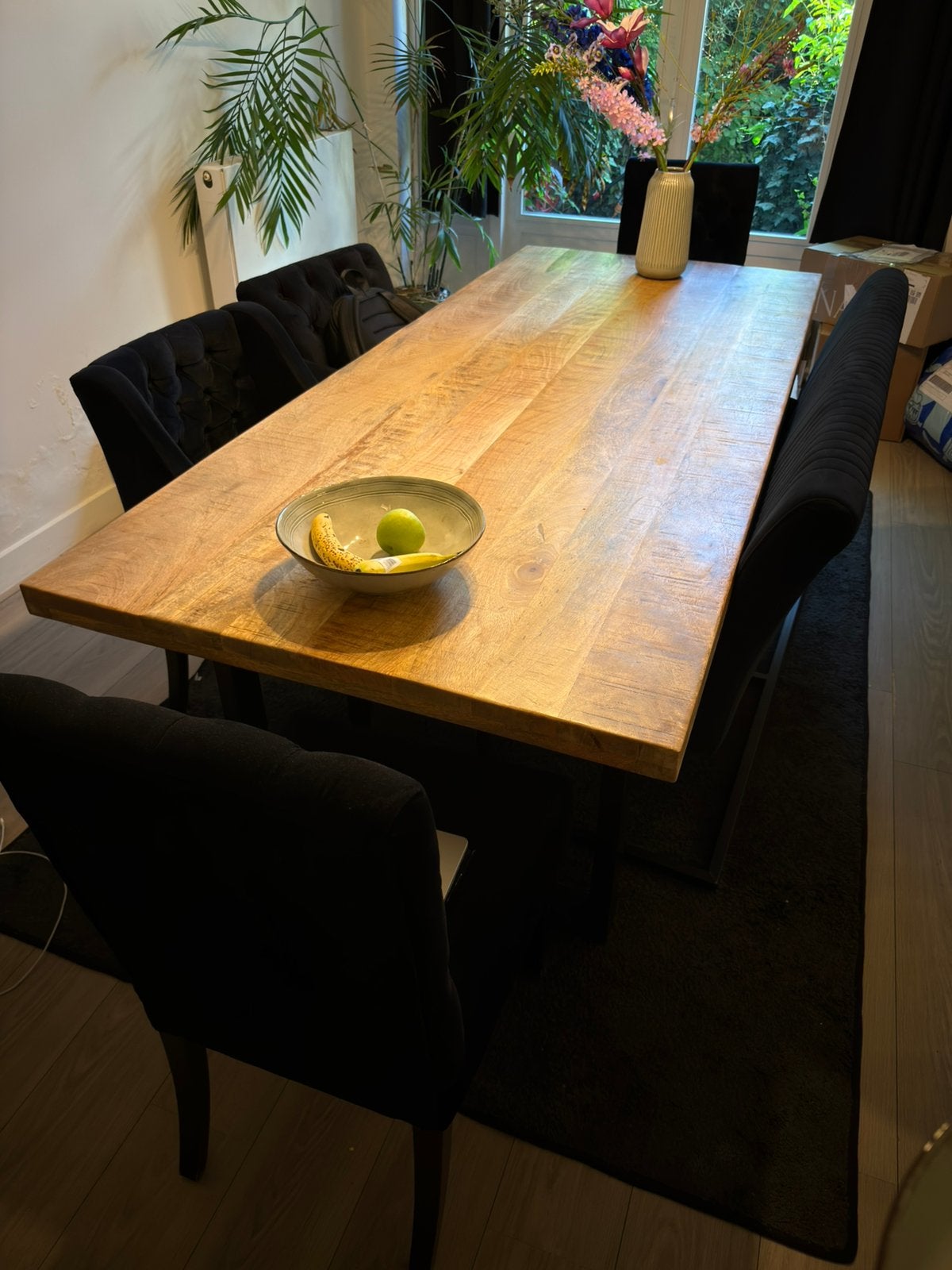 Eettafel met bijpassende stoelen en eetkamer bank, Ophalen, Zo goed als nieuw