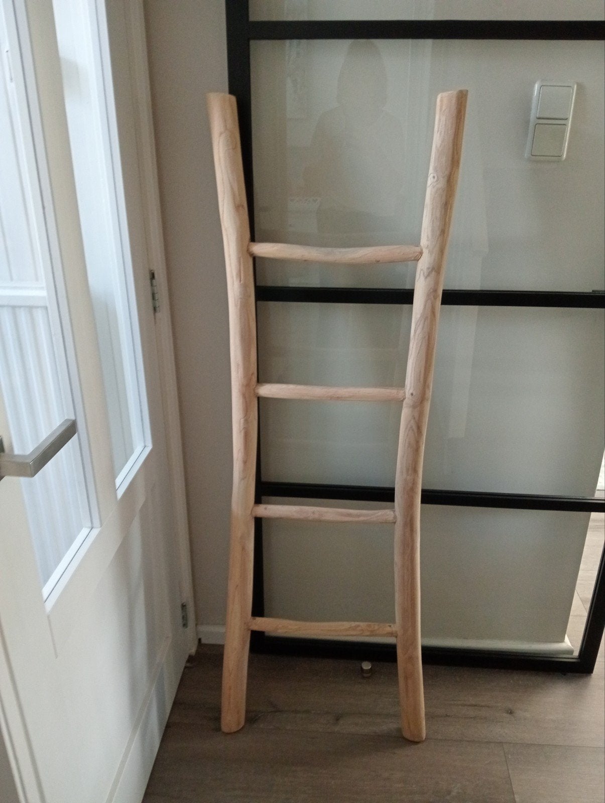 Decoratieve houten ladder - Teak, Ophalen, Hout, Bruin, Landelijk