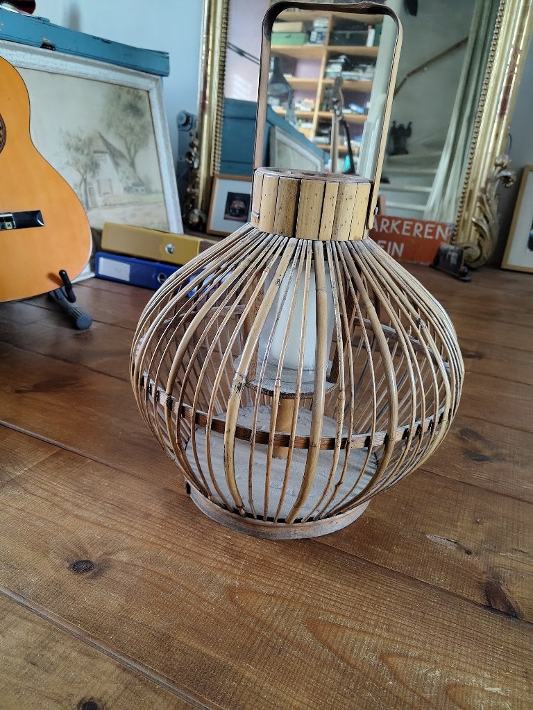 Bamboe windlicht. Hoogte 38 cm, Ophalen, Overige materialen, Windlicht, Gebruikt
