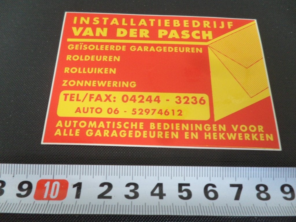 sticker middelbeers installatiebedrijf VAN DER PASCH *, Ophalen of Verzenden, Zo goed als nieuw