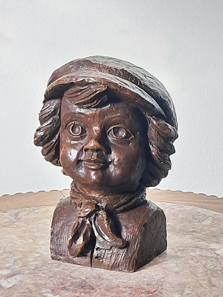 Mat Wanders 1933-1991 Keramiek buste "jongen met pet", Antiek en Kunst, Ophalen of Verzenden