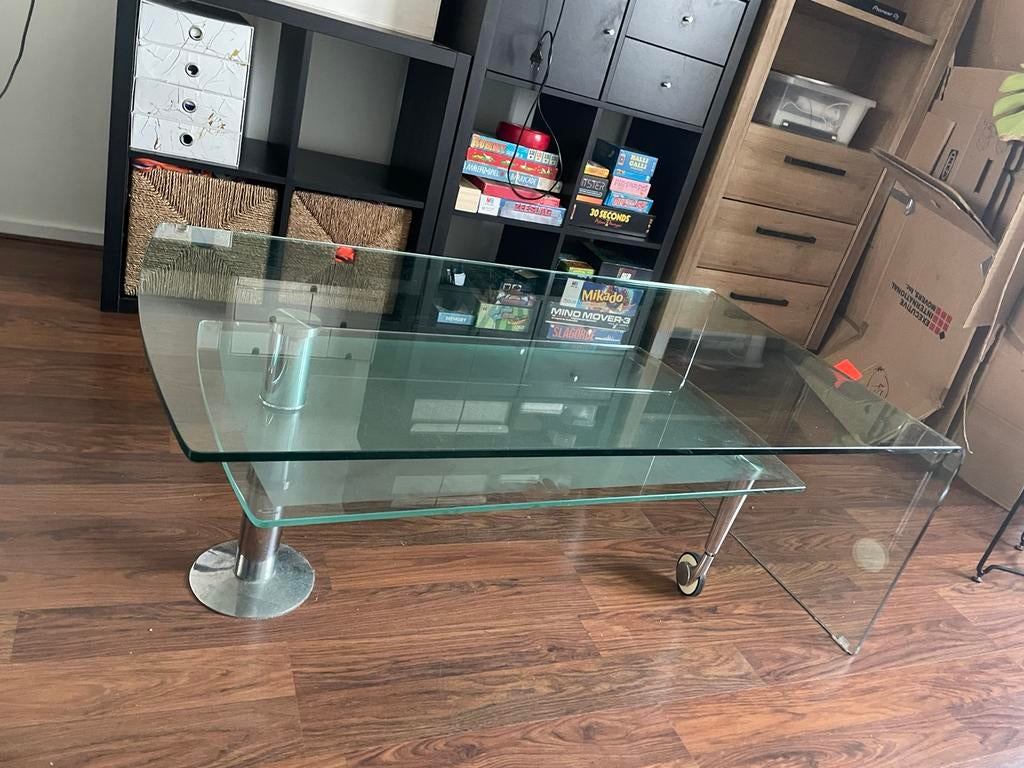 Glazen salontafel, Ophalen, 100 tot 150 cm, 50 tot 100 cm, Minder dan 50 cm