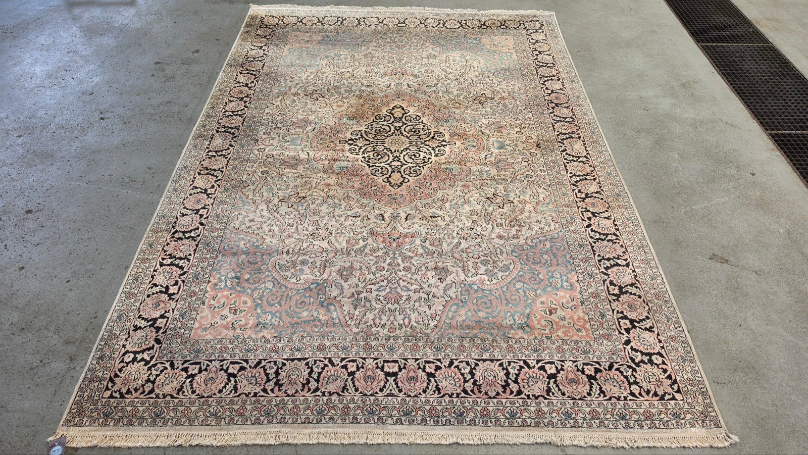 Handgeknoopt oosters Zijde Kashmir tapijt medalion 210x310cm, Huis en Inrichting, Stoffering | Tapijten en Kleden, Gebruikt, 200 cm of meer