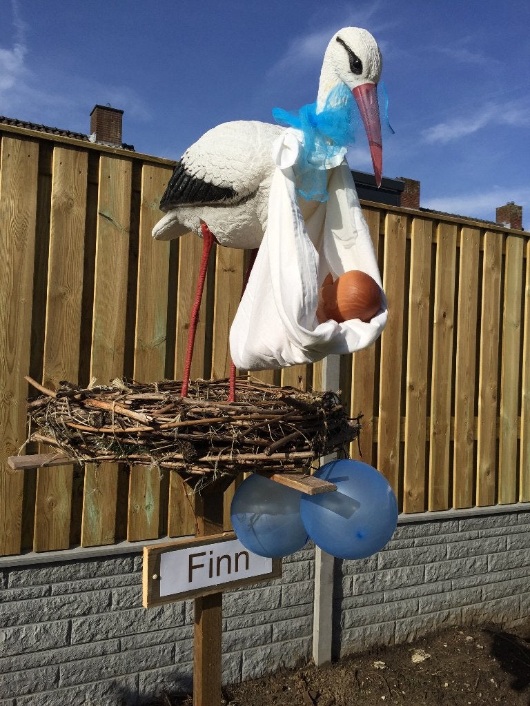 Geboortebord OOIEVAAR op NEST huren huur babyspullen jongen, Ophalen, Zo goed als nieuw, Geboortebord