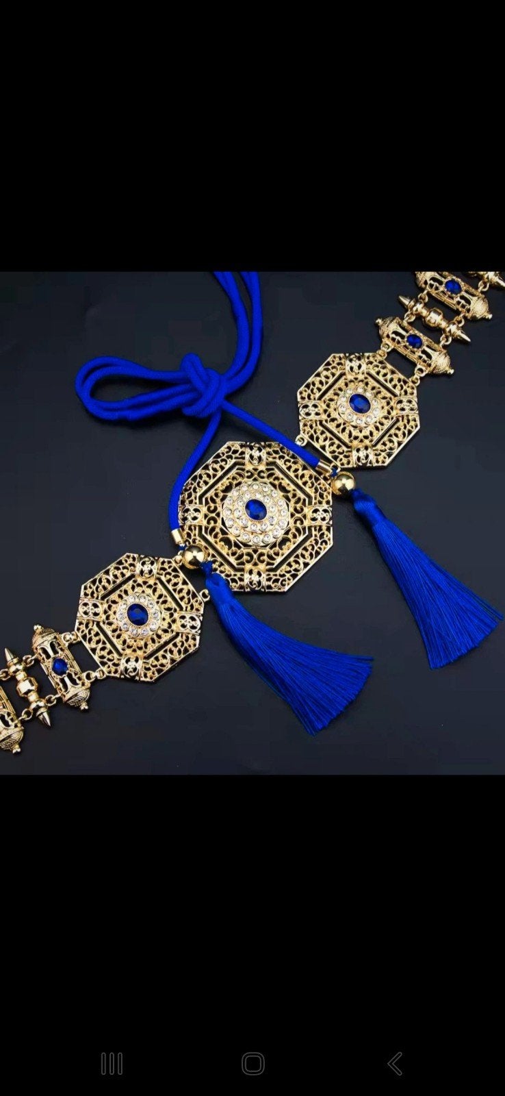 Prachtige Marokkaanse riem met blauwe details, Ophalen, Nieuw, Overige kleuren, 100 cm of meer