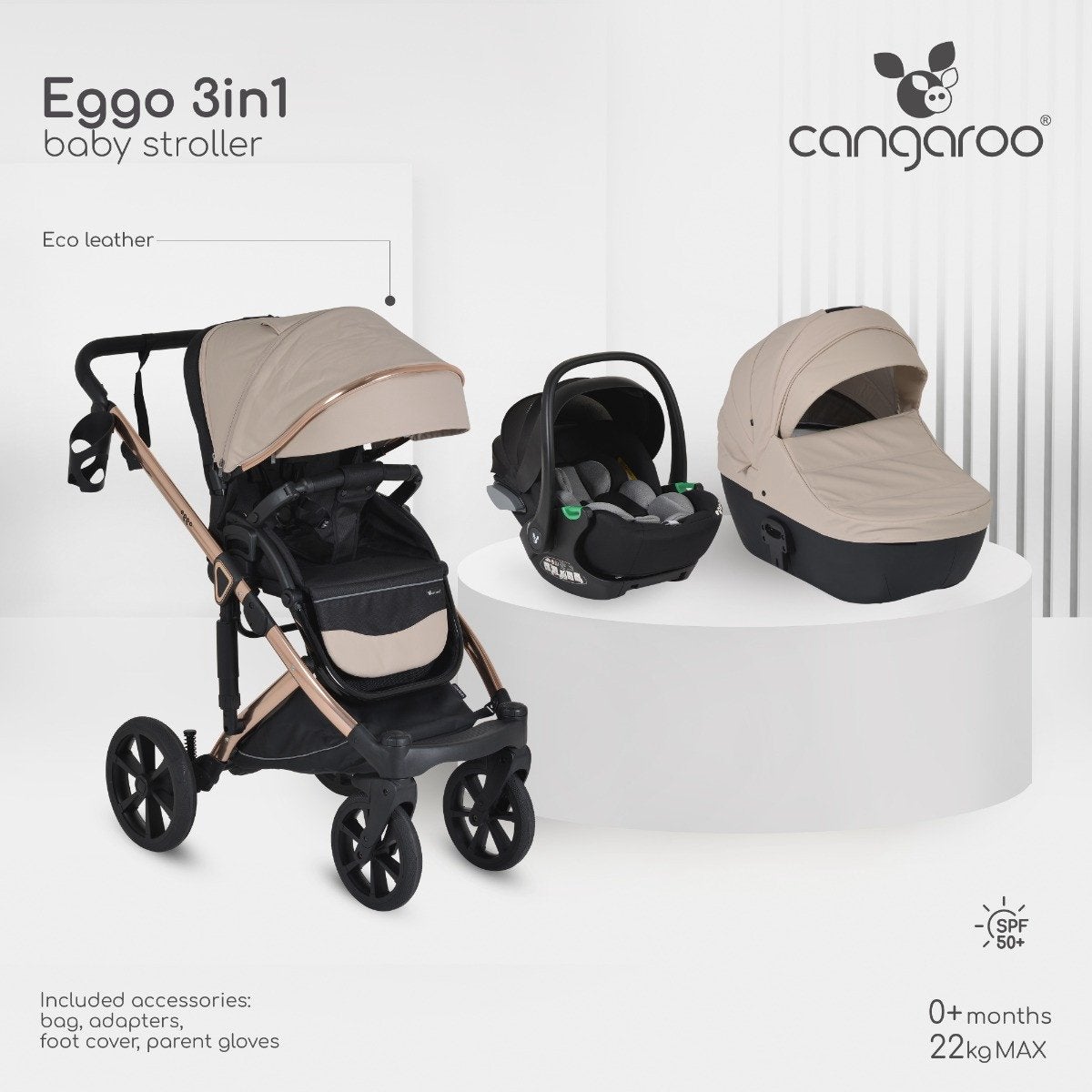 Cangaroo Eggo 3-in-1 Kinderwagen, Kinderen en Baby's, Kinderwagens en Combinaties, Ophalen of Verzenden, Zo goed als nieuw, Overige merken