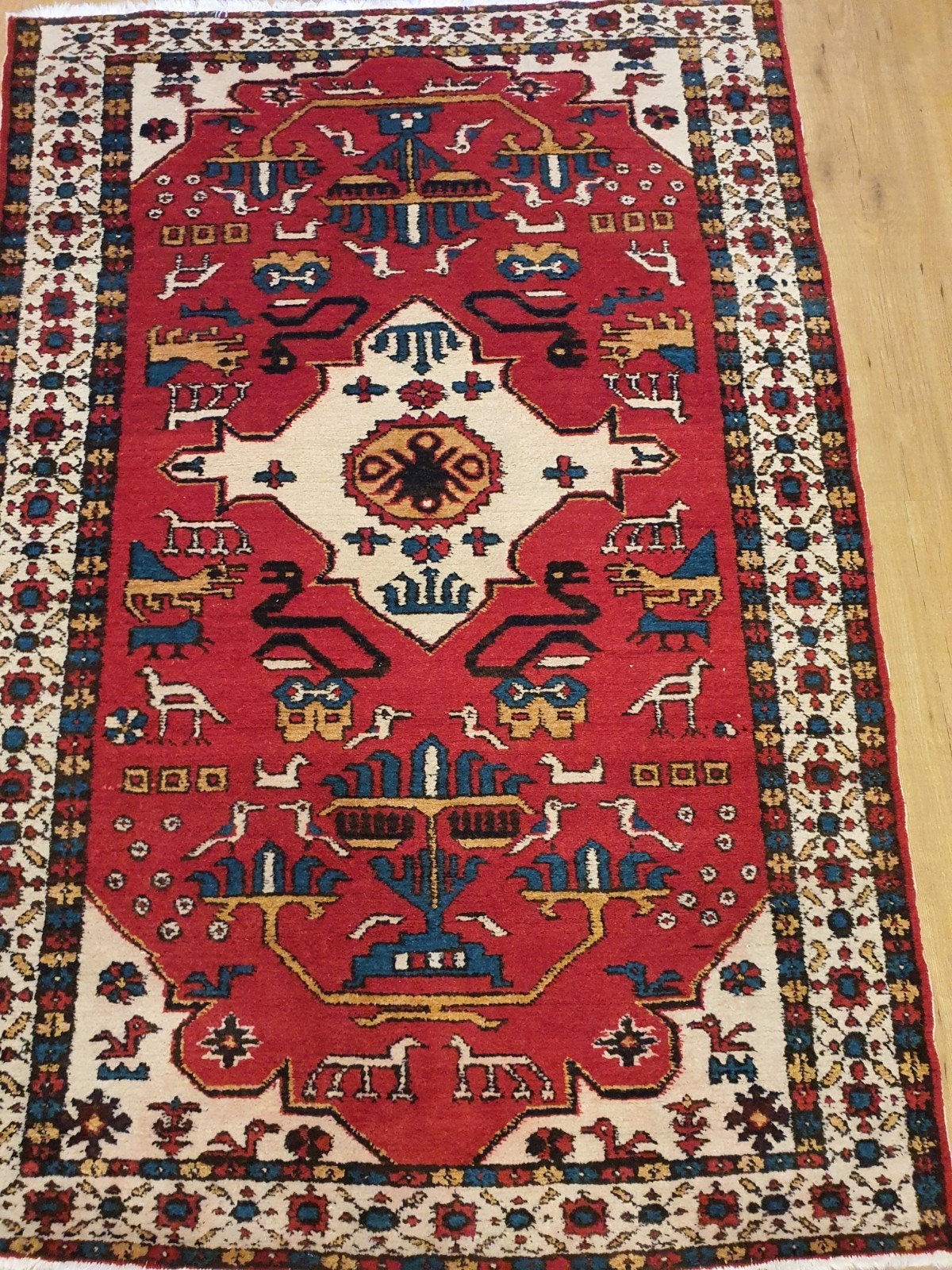 Vintage handgeknoopt perzisch tapijt meshkin 158x111, Info@SlatsAntiek.nl, Tweedehands, 100 tot 150 cm, Perzisch