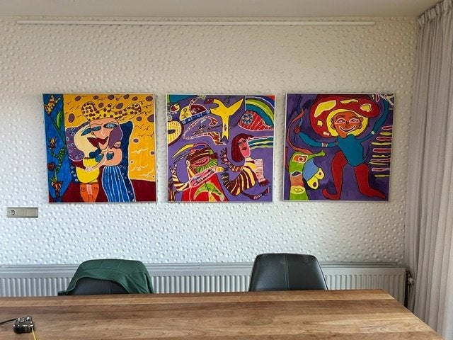 Schilderijen van Koos bij Kunst en Ko - 80,5 x 80,5 cm, Ophalen, Figuren, Olieverf, Overige materialen