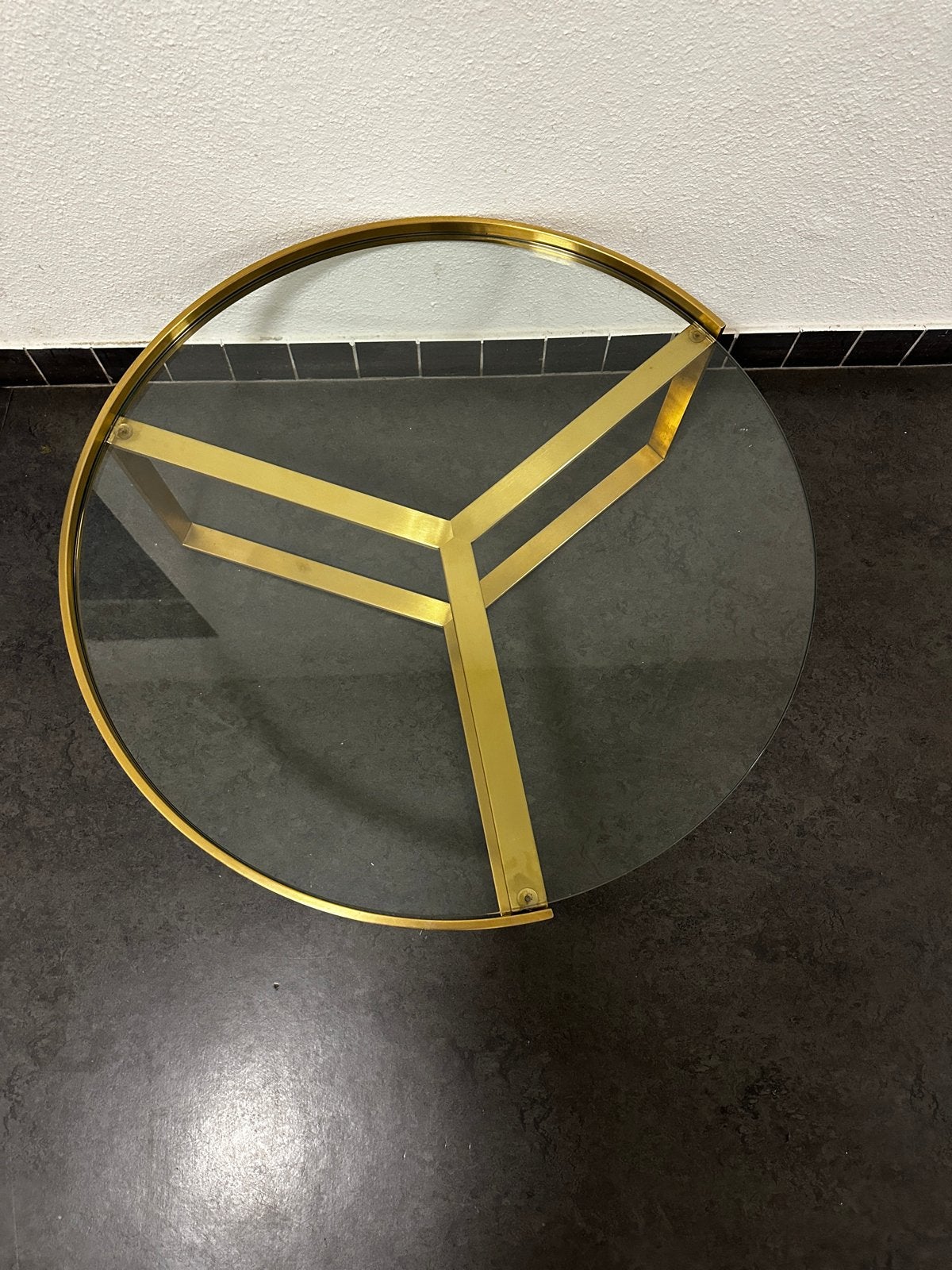 Salon tafel rond goud glas 89x33cm zo goed als nieuw, Huis en Inrichting, Ophalen, Rond, 50 tot 100 cm, 5 – 50