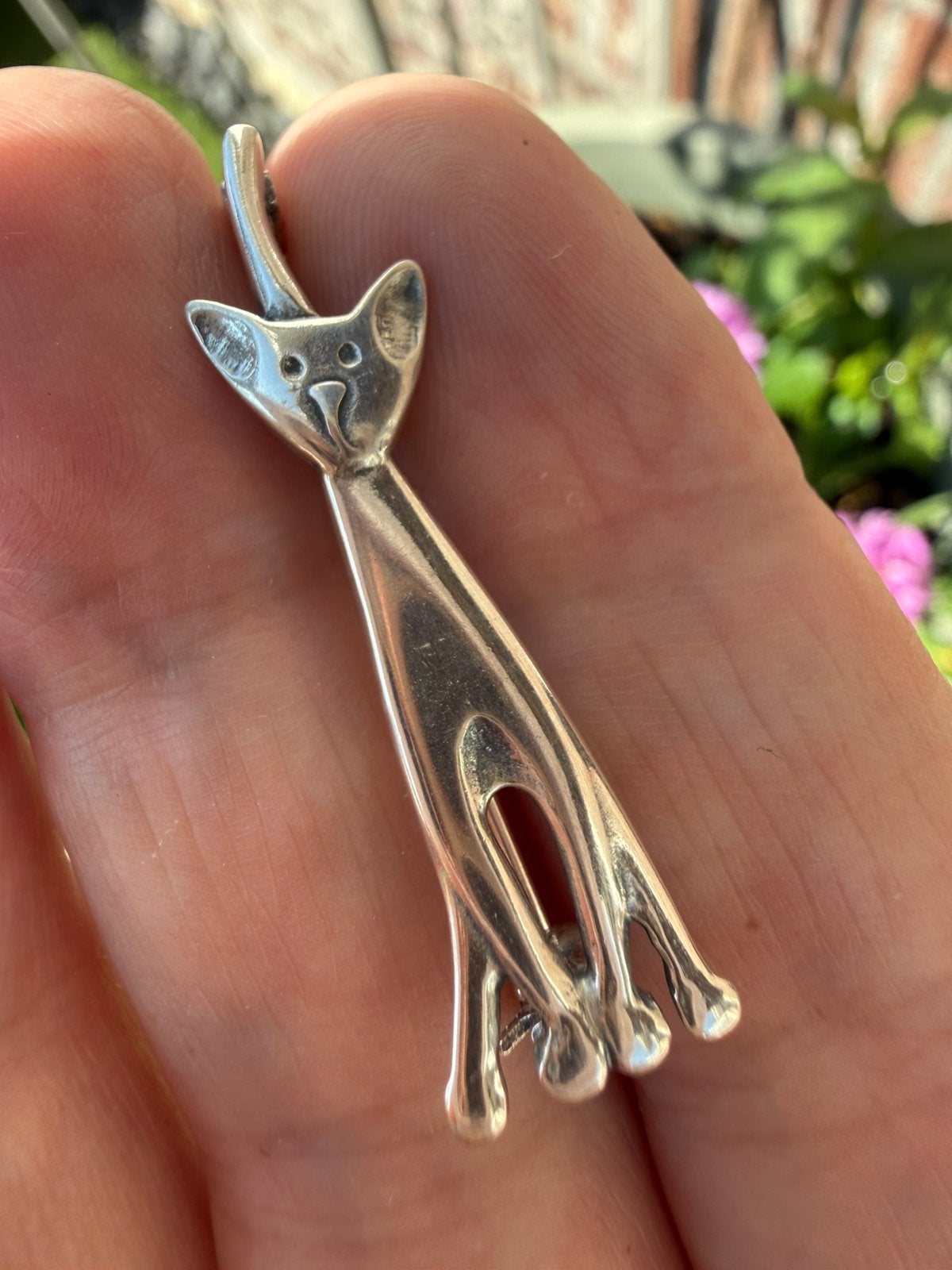 H293/Leuke Zilveren Kat Broche, Gebruikt, Verzenden, Minder dan 4 cm, X