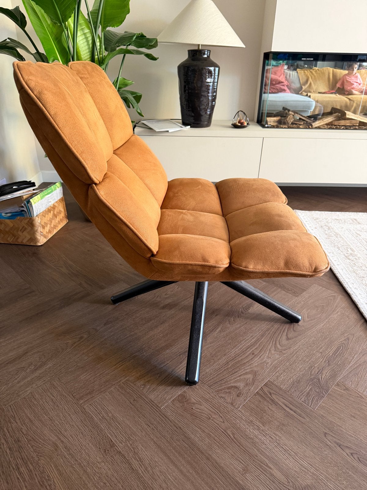 Comfortabele Cognac fauteuil - Zo goed als nieuw, Ophalen, Overige kleuren, Zo goed als nieuw, Metaal