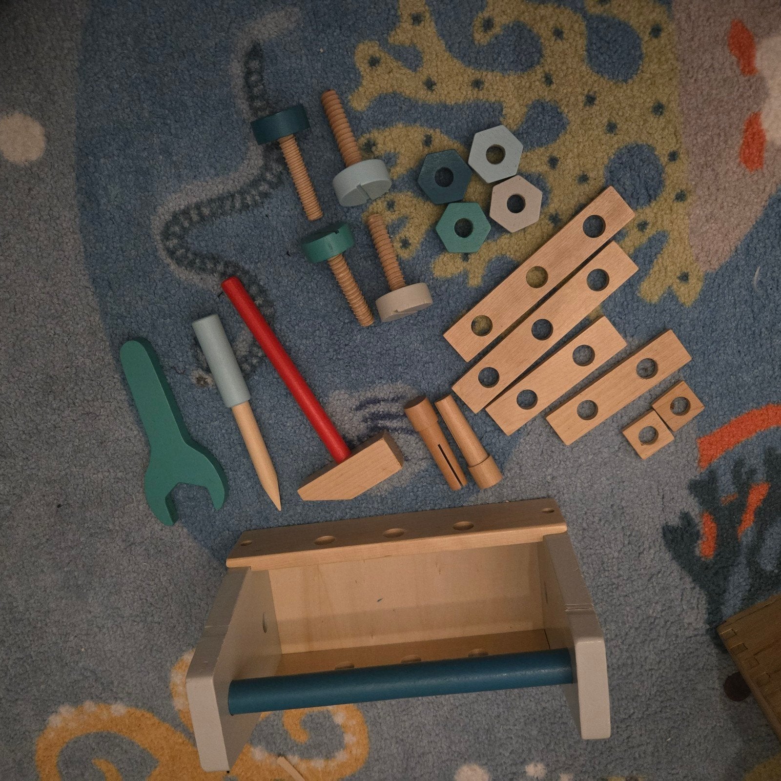 Hema houten gereedschapskist compleet, Ophalen of Verzenden, Zo goed als nieuw, Bouwen