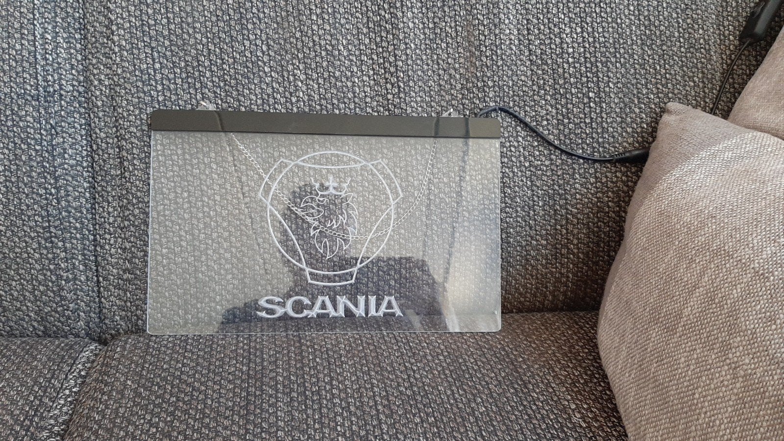 Scania LED Plaat - Blauw Verlicht (30x20 cm), Ophalen of Verzenden, Gebruikt