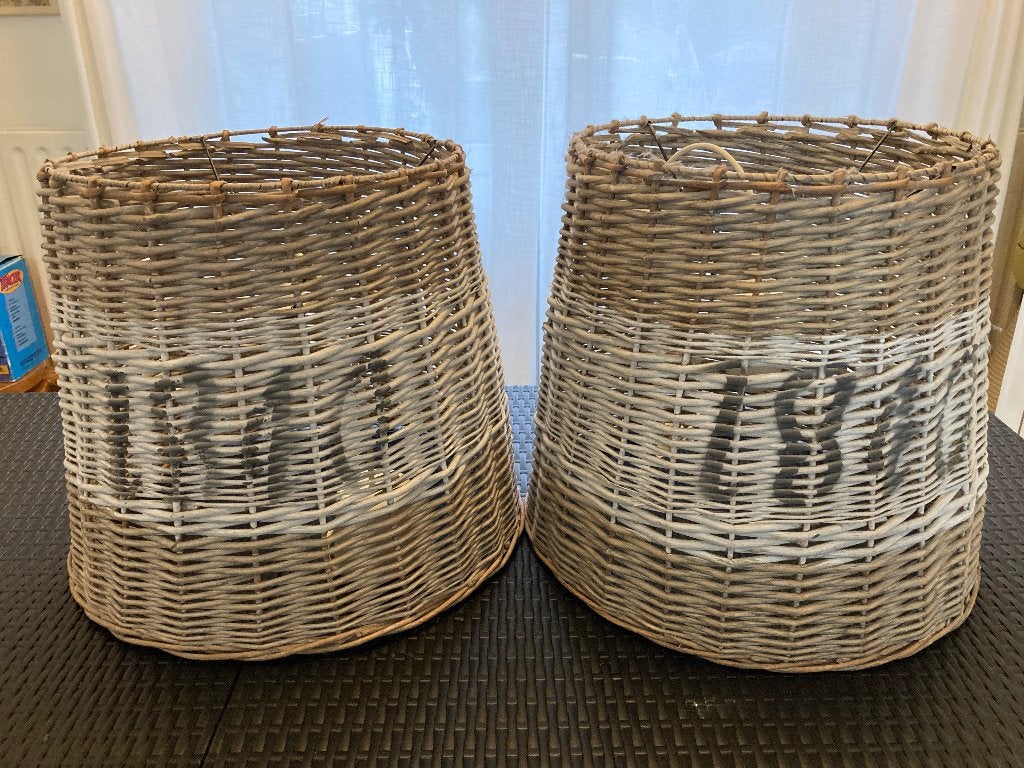 Rieten plafondlampen (2), Huis en Inrichting, Ophalen, Zo goed als nieuw, E27 (groot)