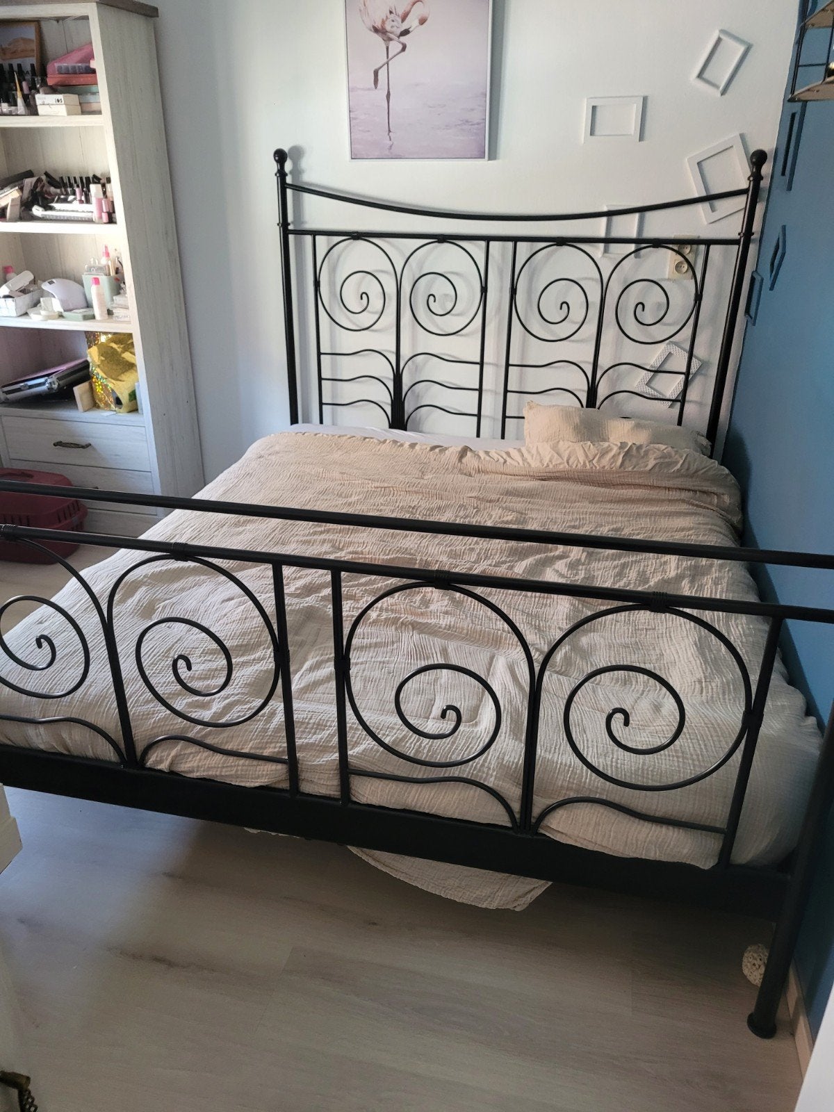 Zeer stevig romantisch bed 160/200, Ophalen, Tweepersoons, Hout, 160 cm