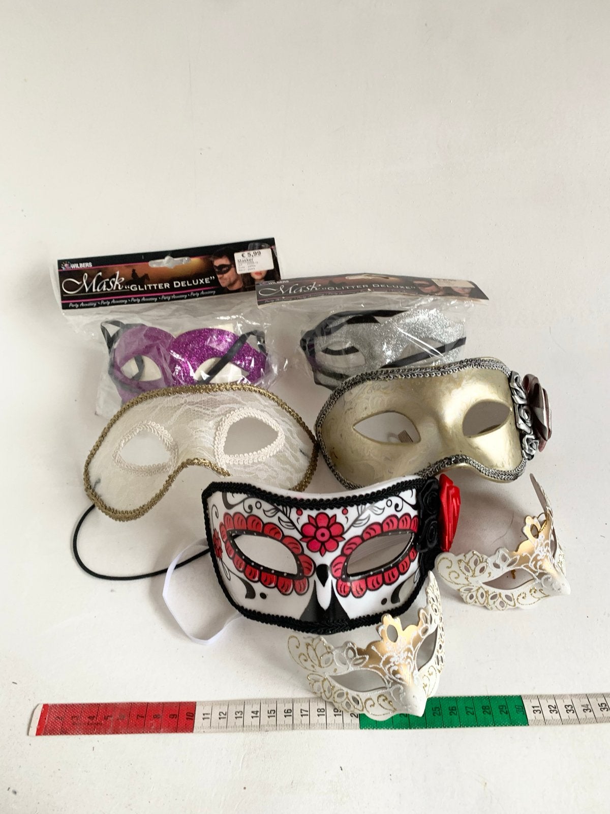 5 Venetiaanse maskers voor feestjes of carnaval, Ophalen of Verzenden, Gebruikt, Feestartikel, Carnaval