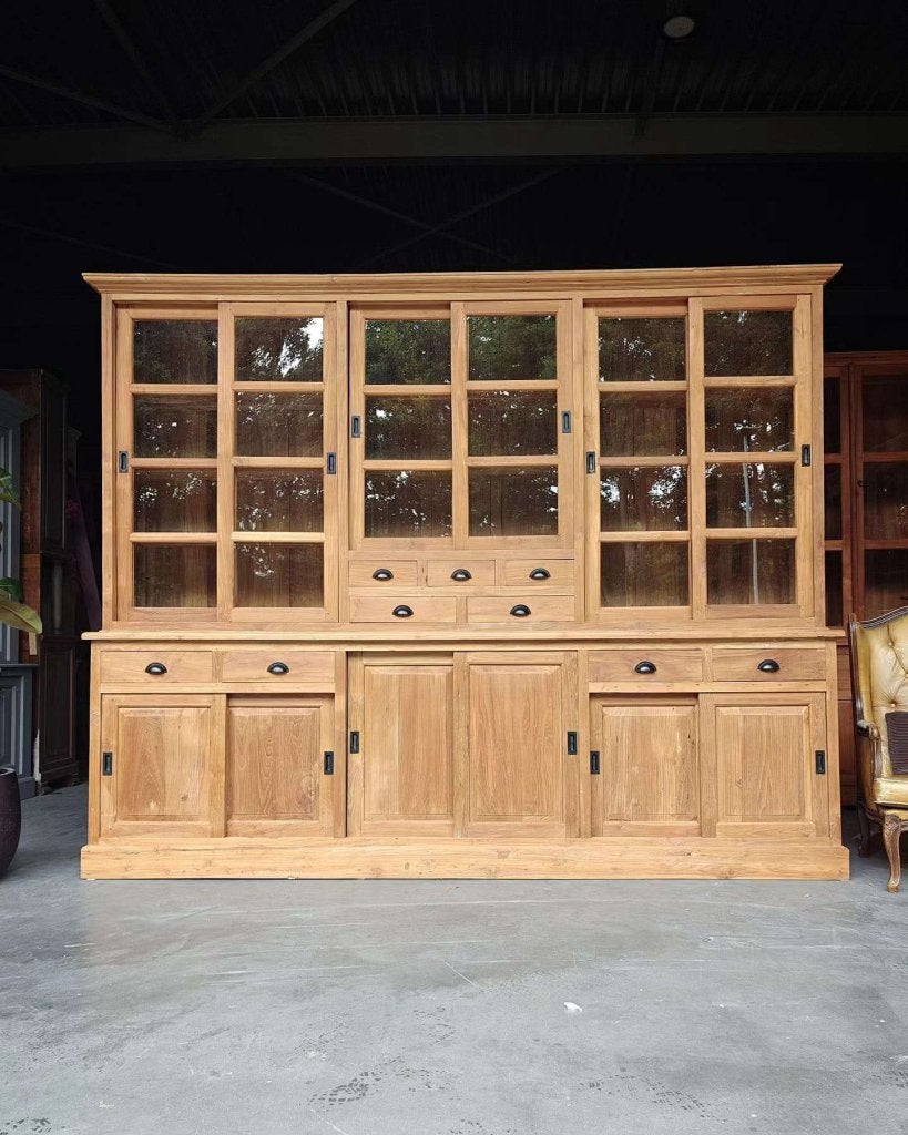 Xxl teakhouten winkelkast | Wandkast gemaakt van teak #2744, Glas, Gebruikt, Met deur(en), -