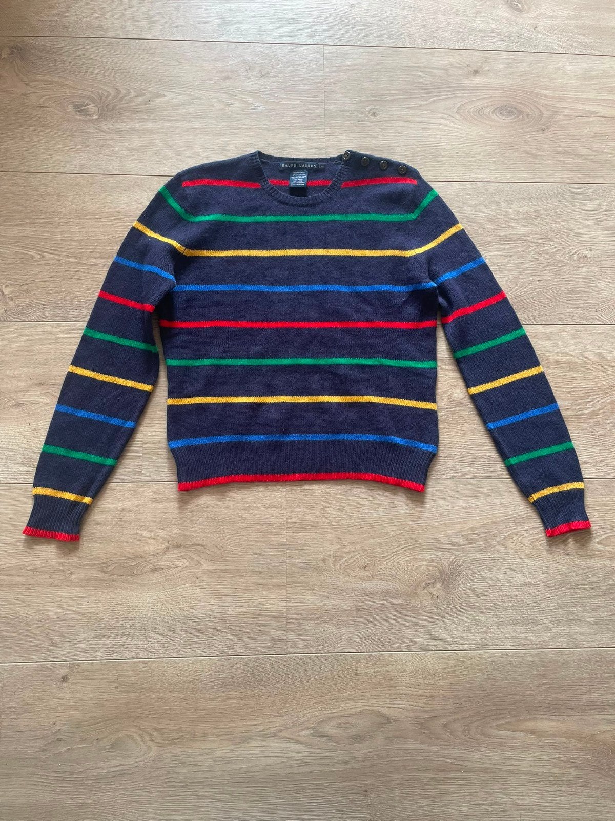 Ralph Lauren gestreepte trui met knopen, Meerkleurig, Maat 42/44 (L), Ophalen of Verzenden, Zo goed als nieuw