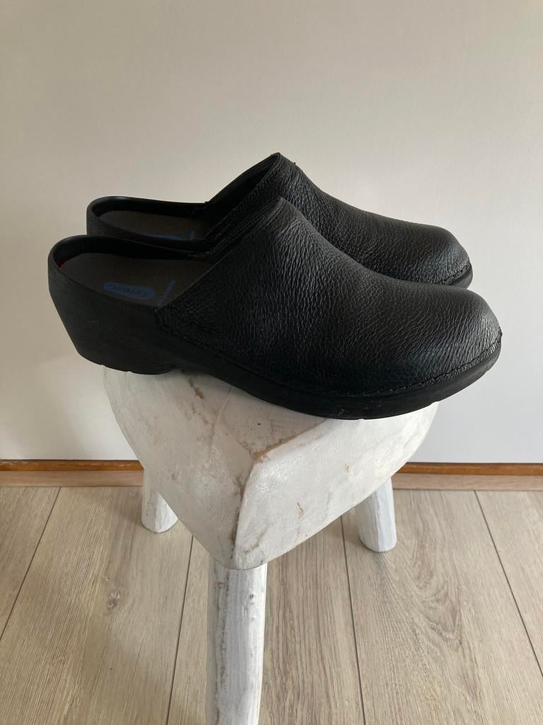 Nieuwe comfortabele Wolky Pro Clog, zwart leer, maat 42, Zwart, Overige typen, Nieuw, Ophalen of Verzenden