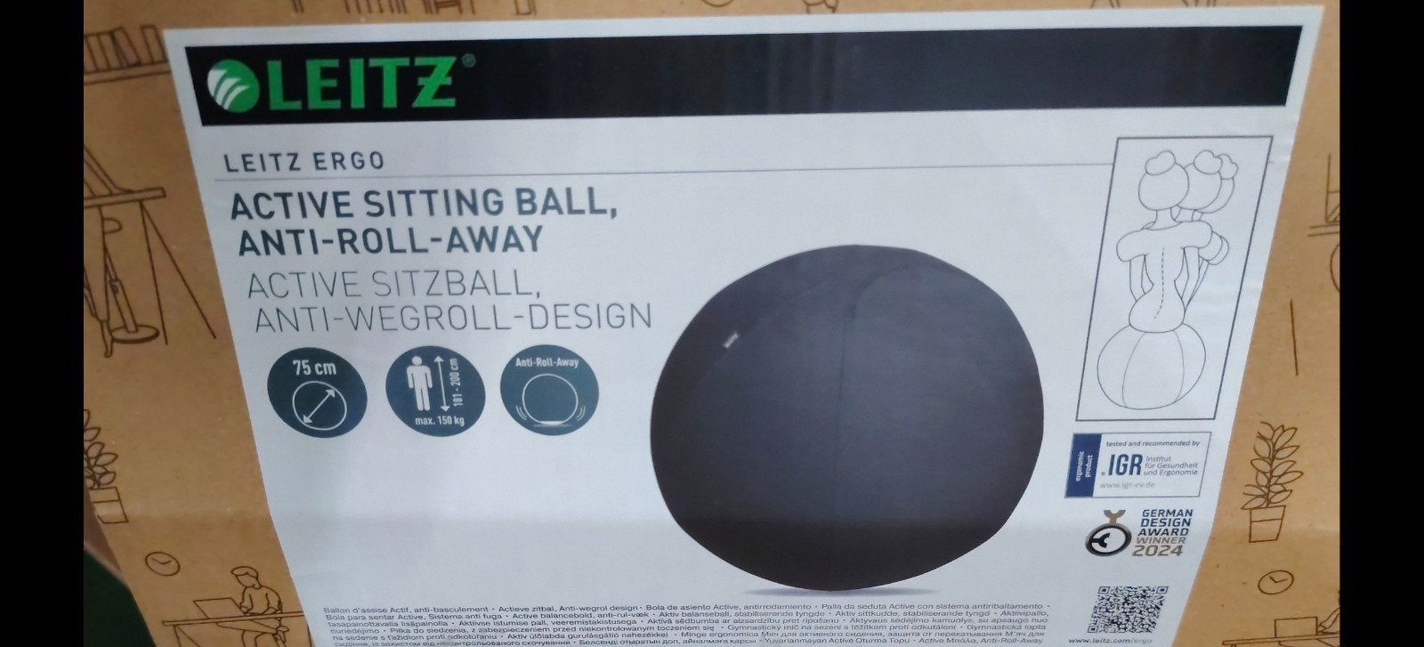 Leitz Ergo Actieve Zitbal HOES - Donkergrijs (NIEUW), Balstoel, Nieuw, Ophalen of Verzenden, Grijs
