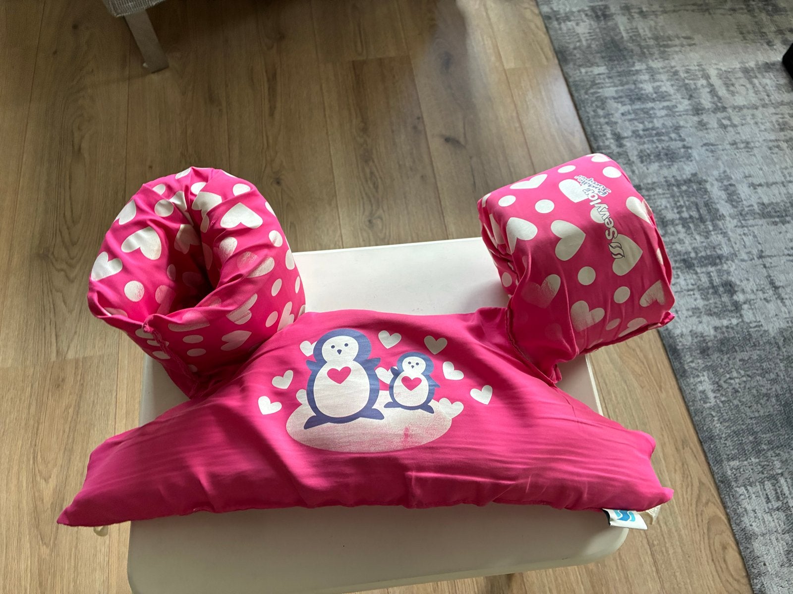 Puddle Jumper zwembandjes roze pinguïns 15-30 kg, Ophalen, Gebruikt, Meisje
