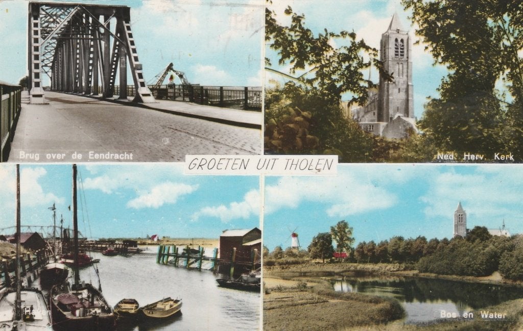 THOLEN Brug over Eendracht Haven Kerk Bos en Water kl.f., Verzamelen, Verzenden, 1960 tot 1980, Gelopen, Zeeland