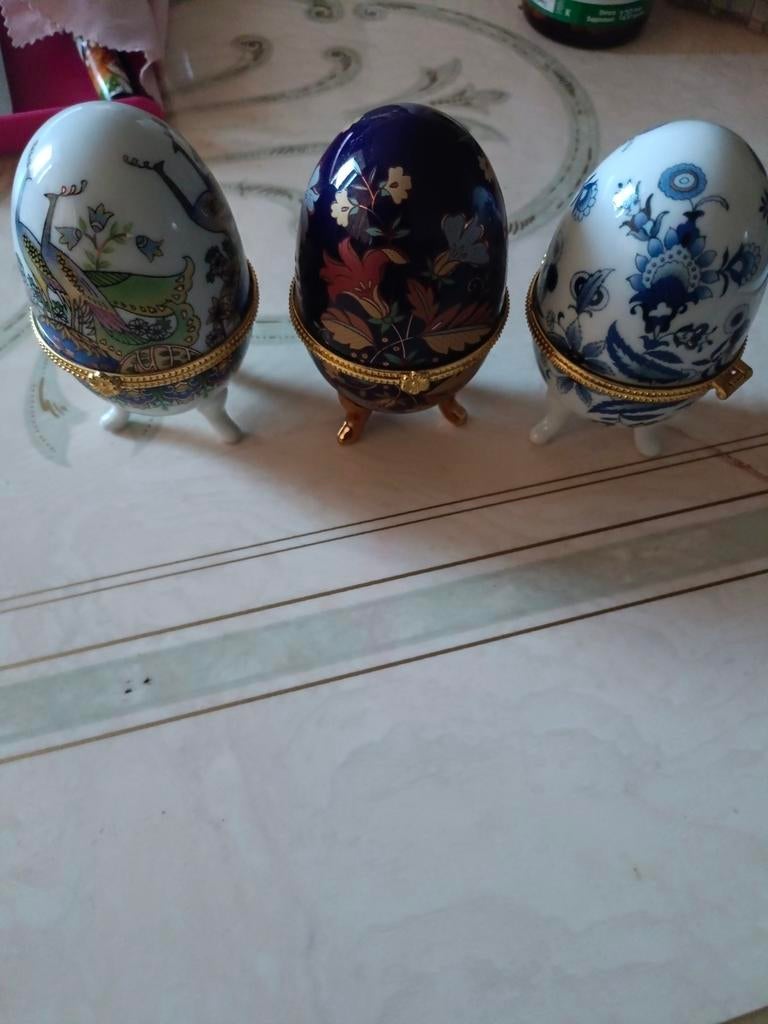 Faberge stijl eieren 3 stuks, Verzamelen, Ophalen of Verzenden