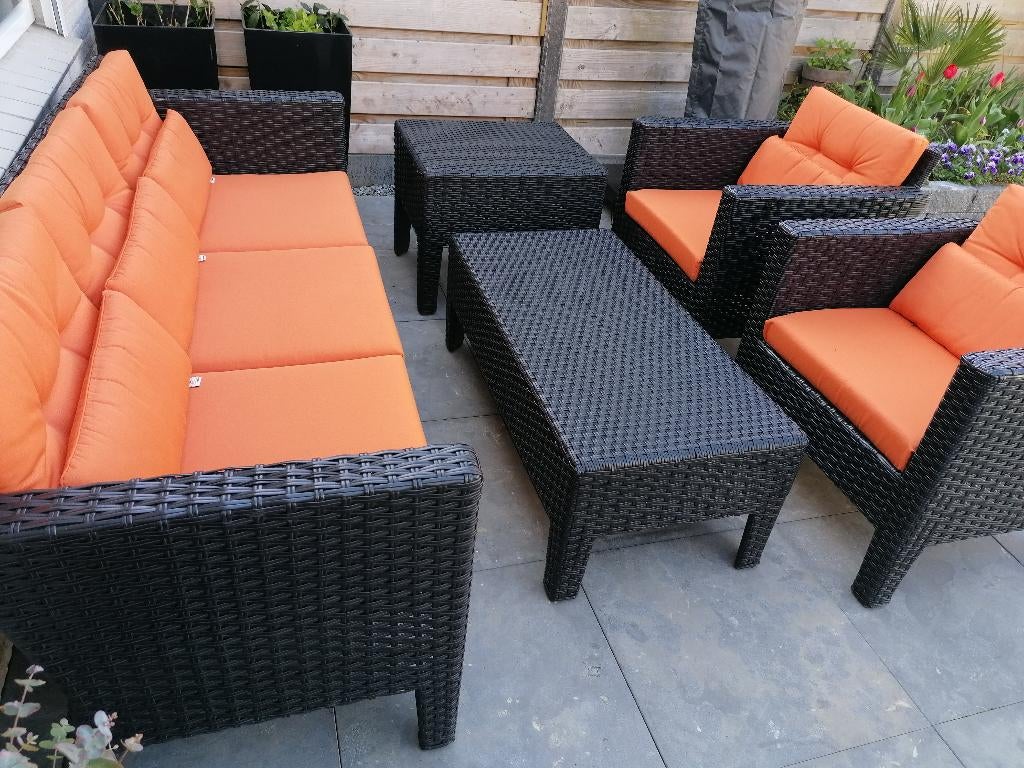 Borek loungeset, Tuin en Terras, Tuinsets en Loungesets, Ophalen, 5 zitplaatsen, Gebruikt, Bank