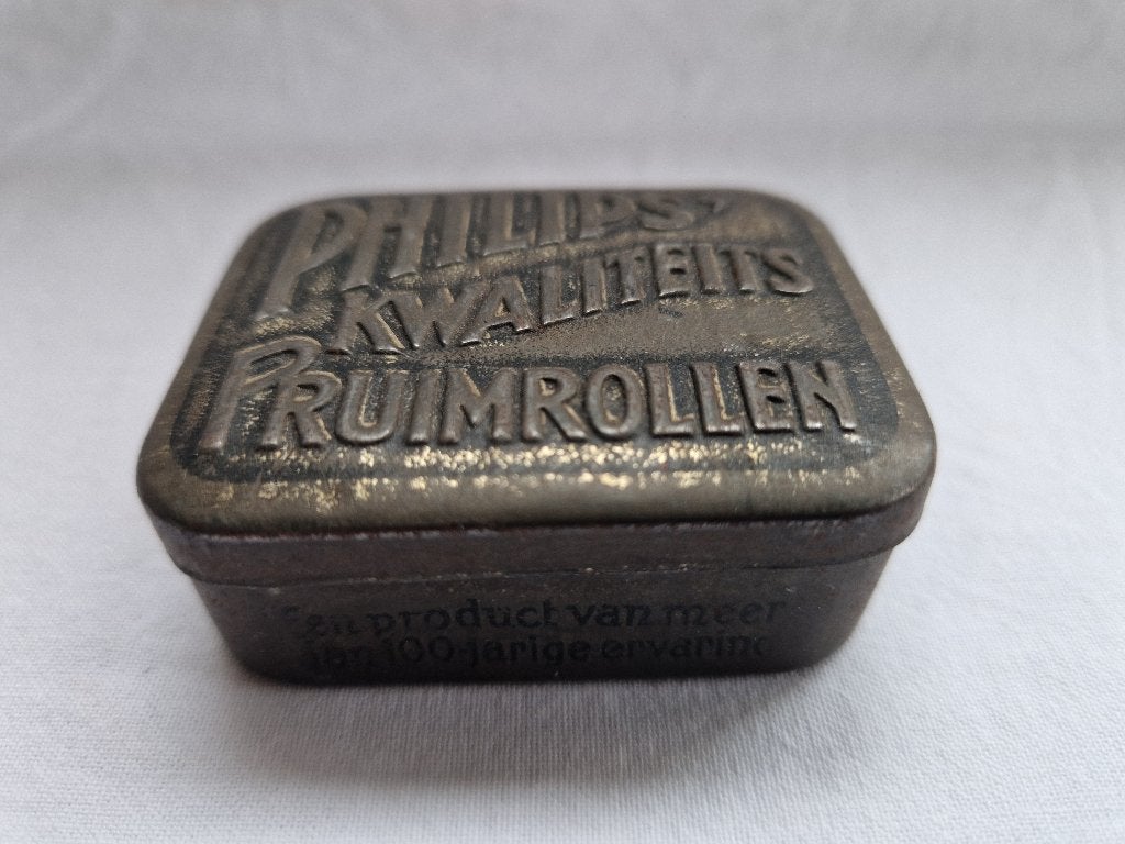 Vintage blikje Philips 's kwaliteits pruimrollen, Verzamelen, Blikken, Ophalen of Verzenden, Gebruikt, Overige