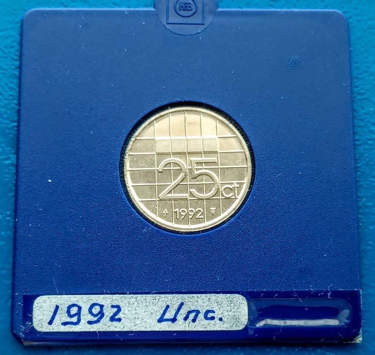 25 cent 1992 - Beatrix UNC, Postzegels en Munten, Munten | Nederland, Verzenden, Koningin Beatrix, 25 cent, Losse munt