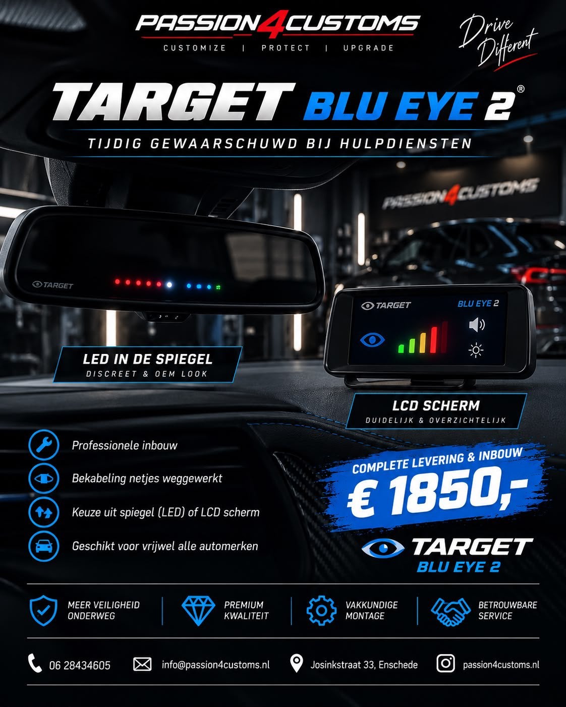 Target Blu Eye 2 laten inbouwen | Spiegel of LCD display, Auto diversen, Ophalen