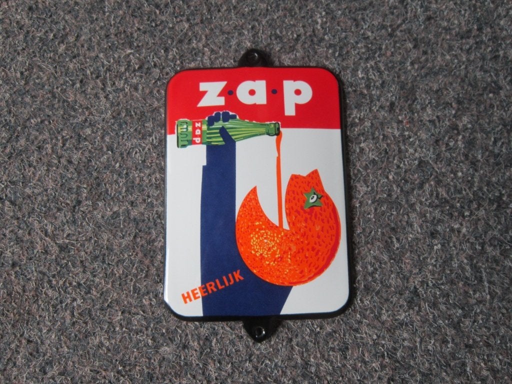 ZAP LIMONADE EMAILLE RECLAMEBORD, Ophalen, Zo goed als nieuw, Reclamebord