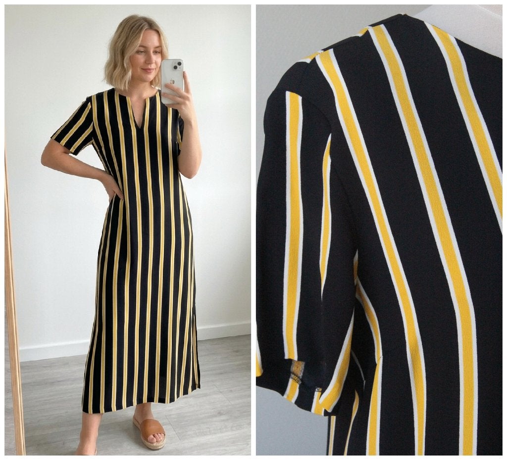 Summum - prachtige maxi jurk - zwart geel - maat 38, Maat 38/40 (M), Summum, Verzenden, Zwart