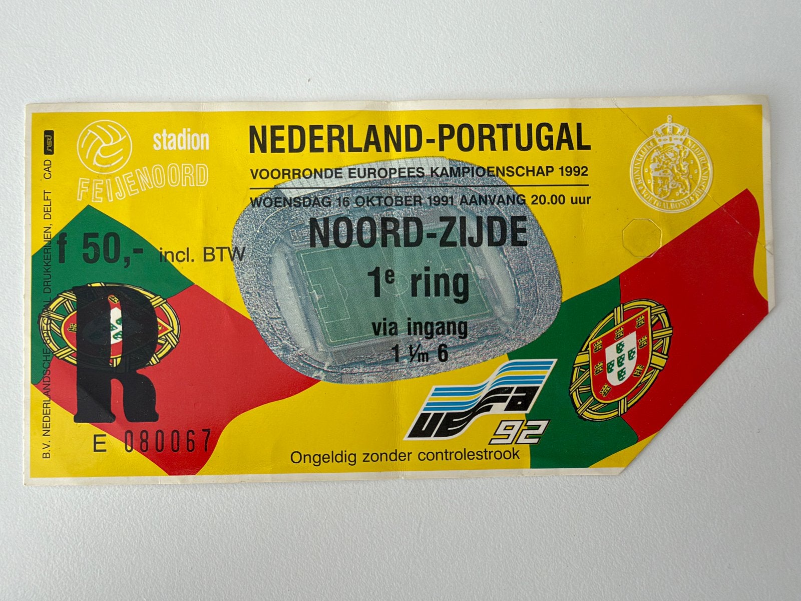 Ticket Nederland-Portugal, Ophalen of Verzenden, Zo goed als nieuw, Overige binnenlandse clubs, Overige typen