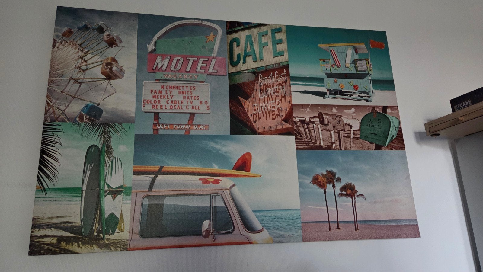 Groot Canvas Schilderij - Vintage Reizen Thema - 115x74,5cm, Huis en Inrichting, Woonaccessoires | Schilderijen, Tekeningen en Foto's