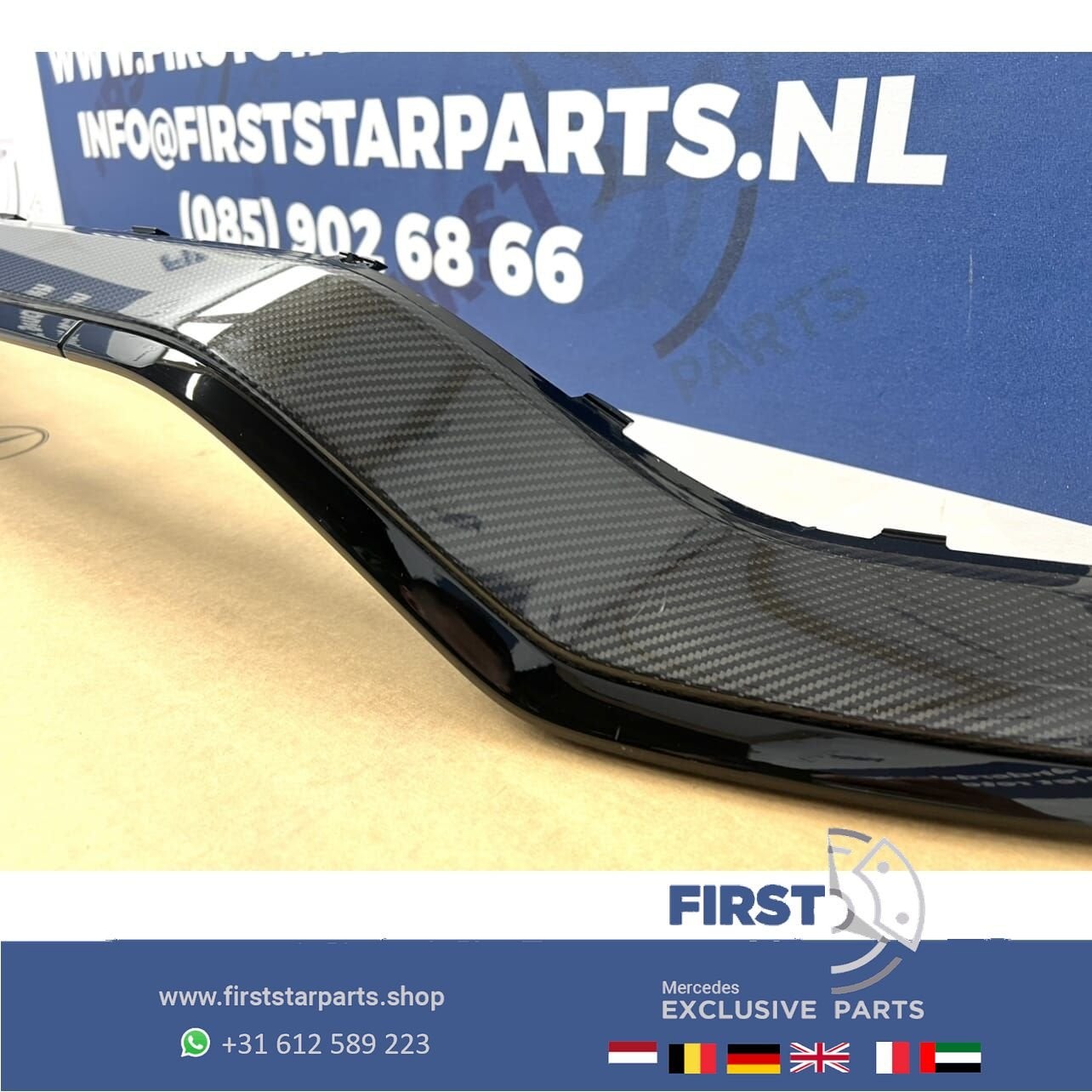 A2058851874 W205 C63 AMG CARBON SPOILER BUMPER LIP C KLASSE, Gebruikt, -, Voor, Ophalen of Verzenden