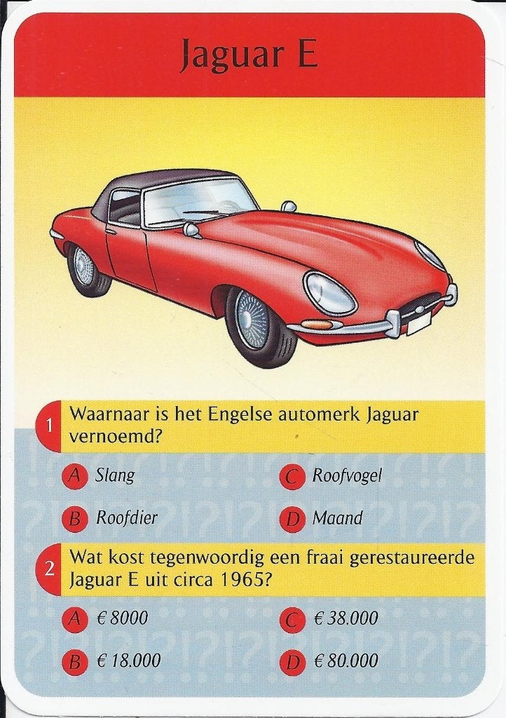 W3621 verzamelkaartje jaguar e, Ophalen of Verzenden, Zo goed als nieuw, Auto's