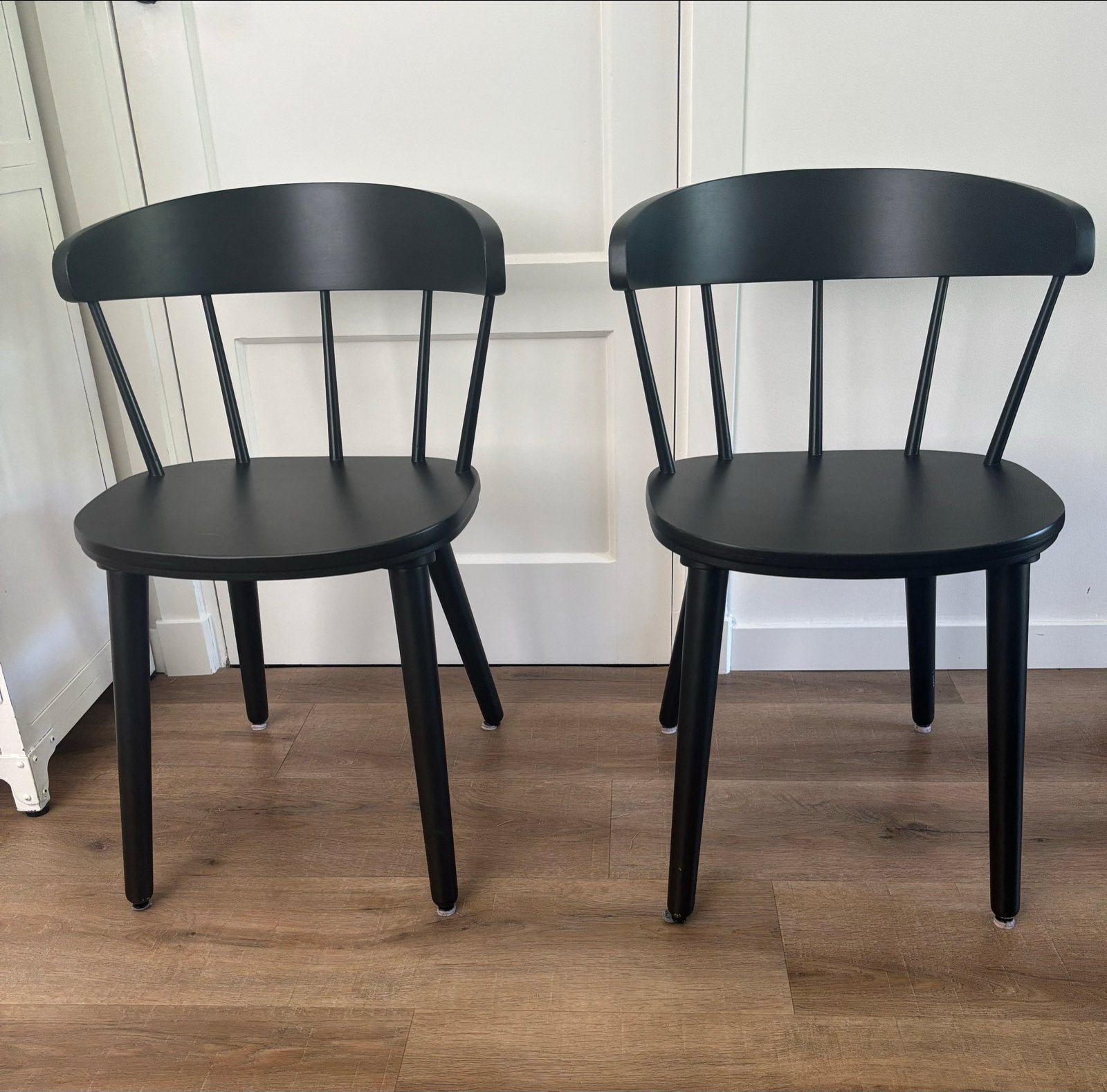 2 zwarte eettafel stoelen, Ophalen, Gebruikt, Twee, Zwart