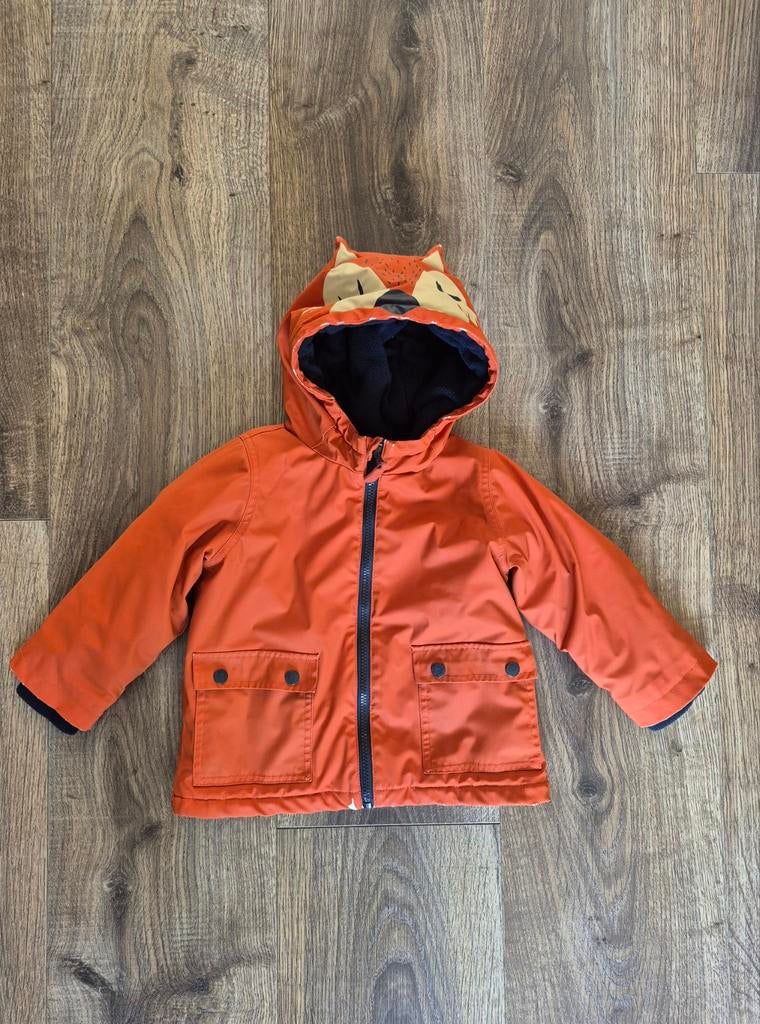 Winterjas vos capuchon oranje 98 warm waterdicht, Ophalen of Verzenden, Gebruikt, Meisje, Jas