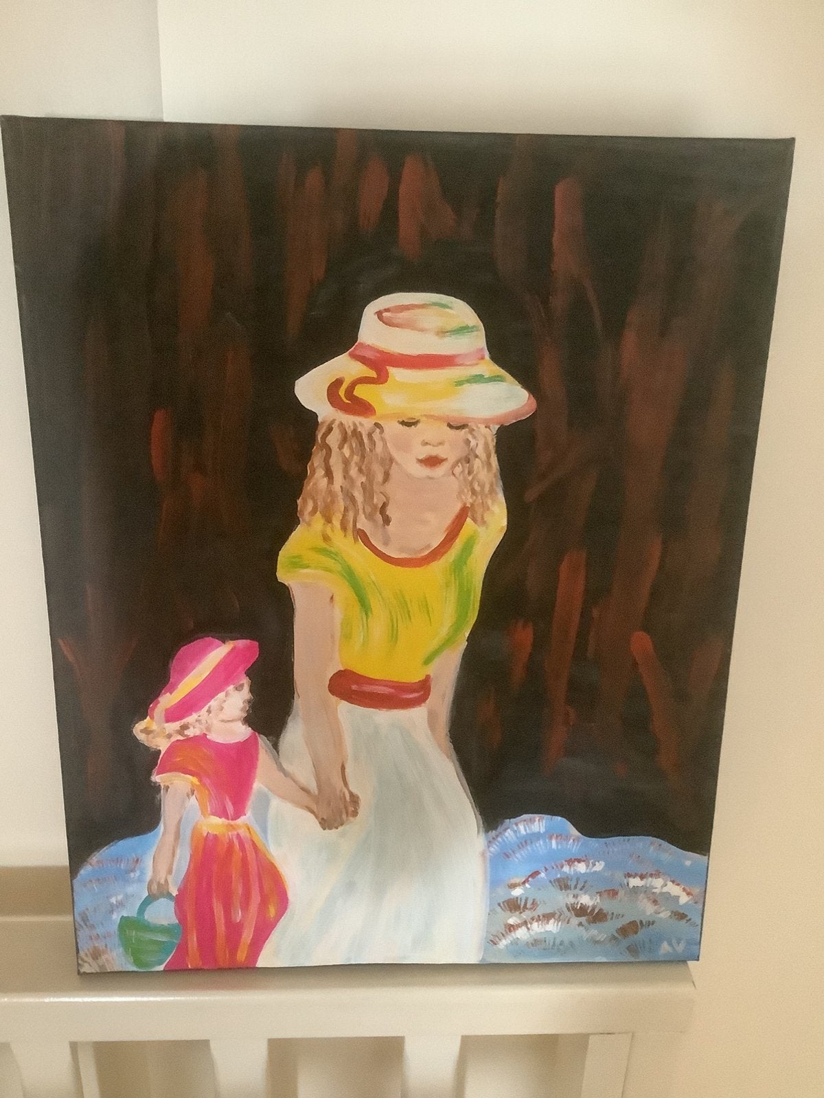 Acrylschilderij de wandeling, Ophalen of Verzenden