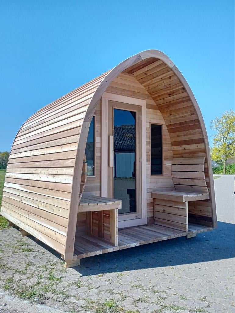 Canadees red cedar sauna pod met designdak 270 cm lang, Ophalen, Fins of Traditioneel, Wellnessandgarden, Nieuw
