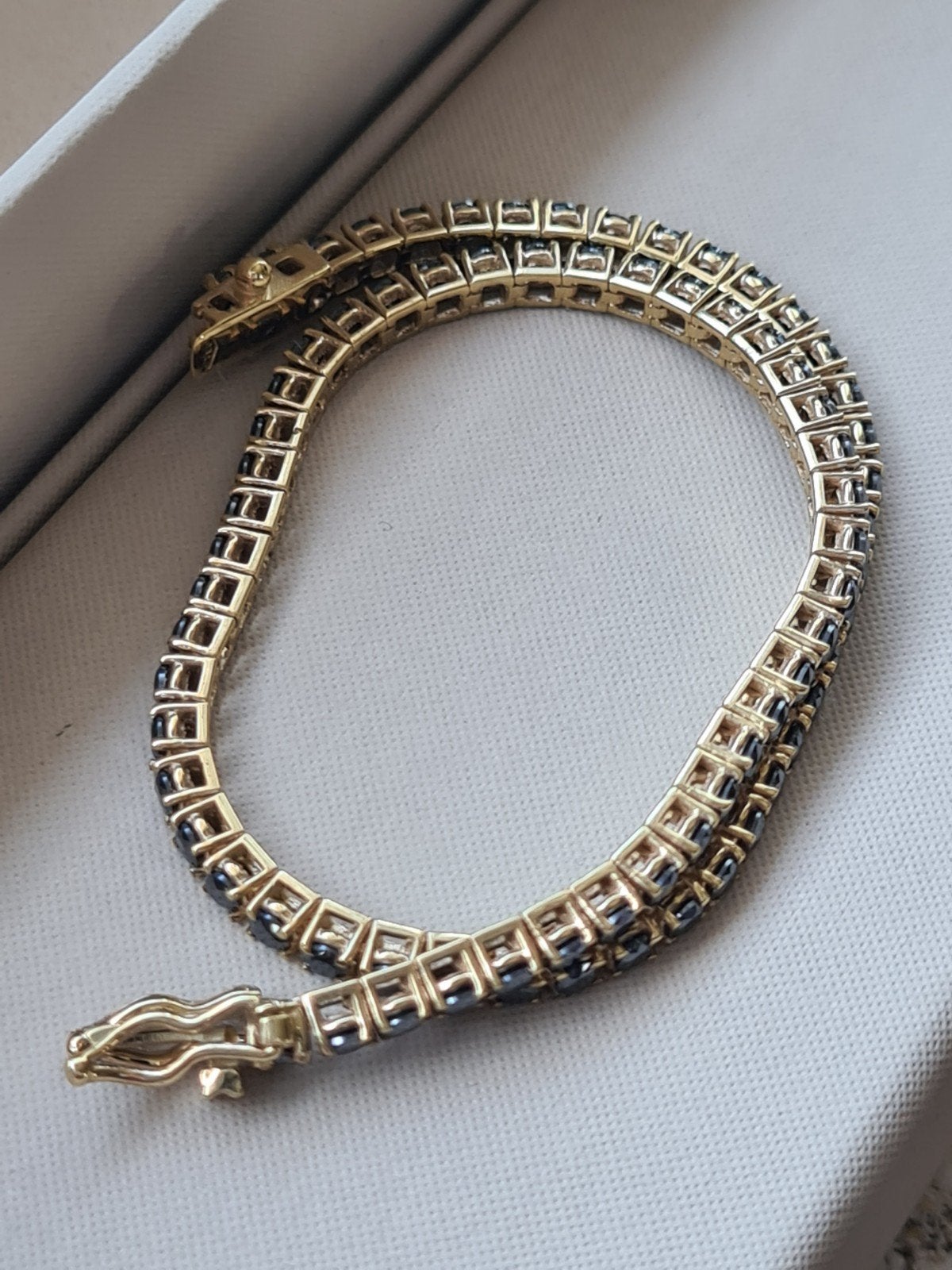 18kt yellow gold Tennis bracelet with black diamonds 3ct, Sieraden, Tassen en Uiterlijk, Armbanden, Ophalen of Verzenden, Nieuw