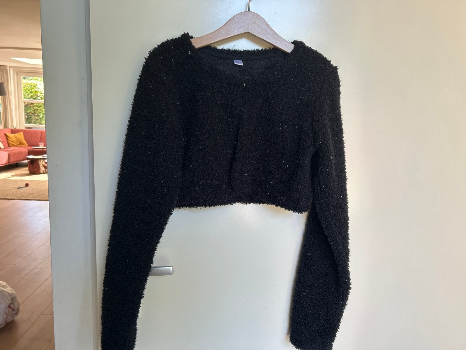Zwarte bolero met glinstertjes, maat 146/152, Ophalen of Verzenden, Zo goed als nieuw, Meisje, Trui of Vest