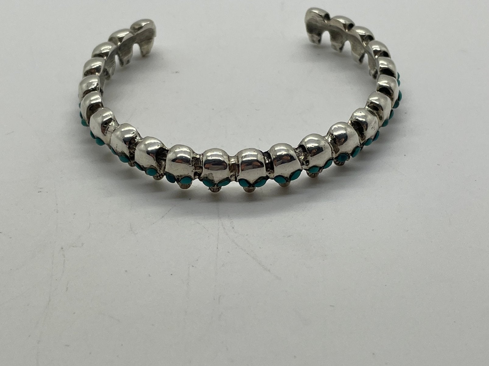 F644 Prachtige zilveren skull bangle met turkoois, Ophalen of Verzenden, X, Met edelsteen, Zilver