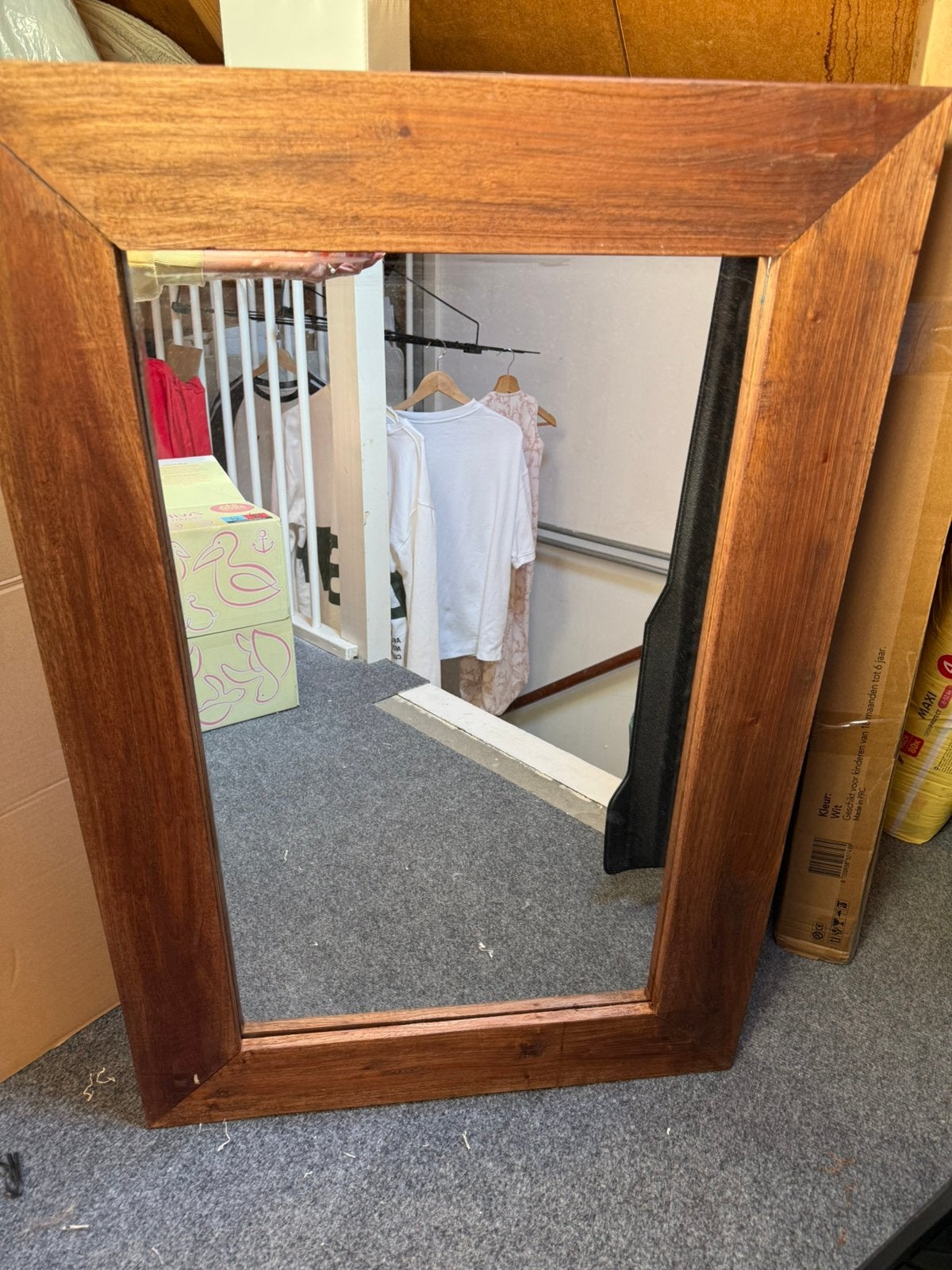 Houten spiegel nieuw, Ophalen, Rechthoekig, 50 tot 100 cm