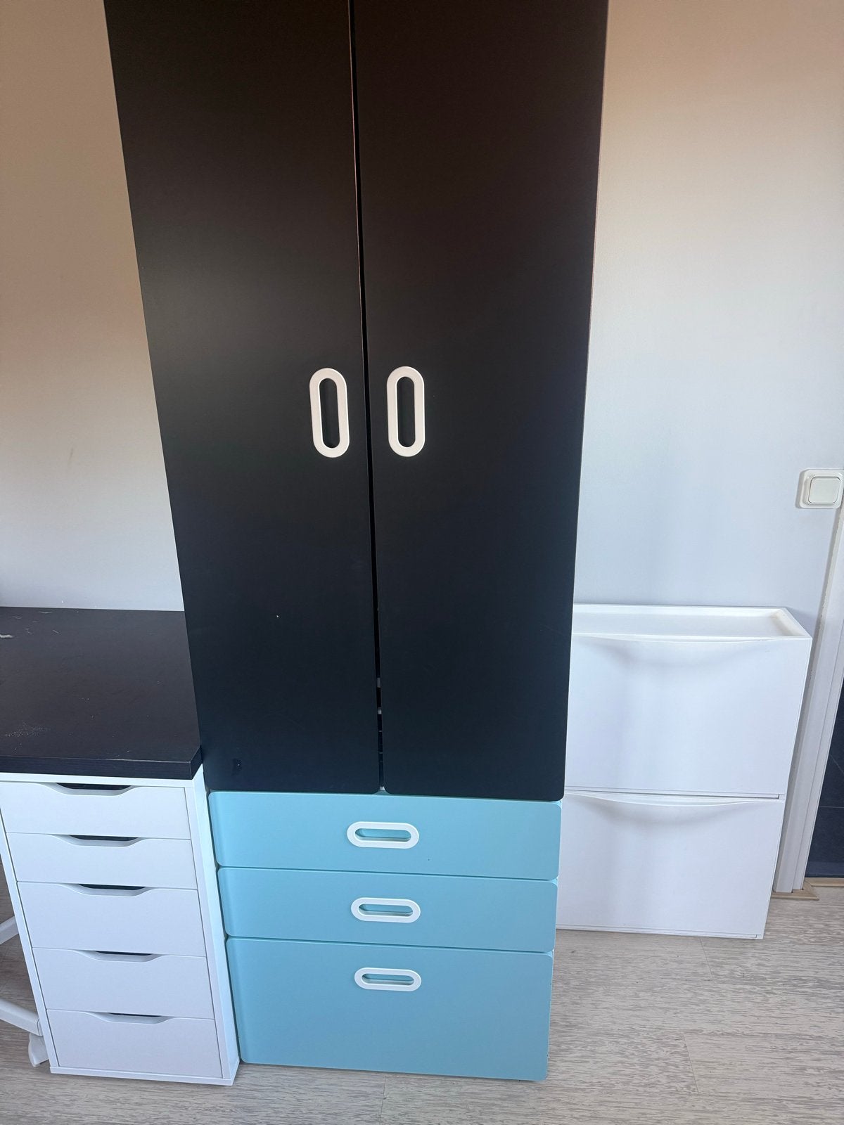 IKEA Kleding-/opbergkasten - (krijt)zwart/blauw/wit, Ophalen, Minder dan 50 cm, 200 cm of meer, Zo goed als nieuw