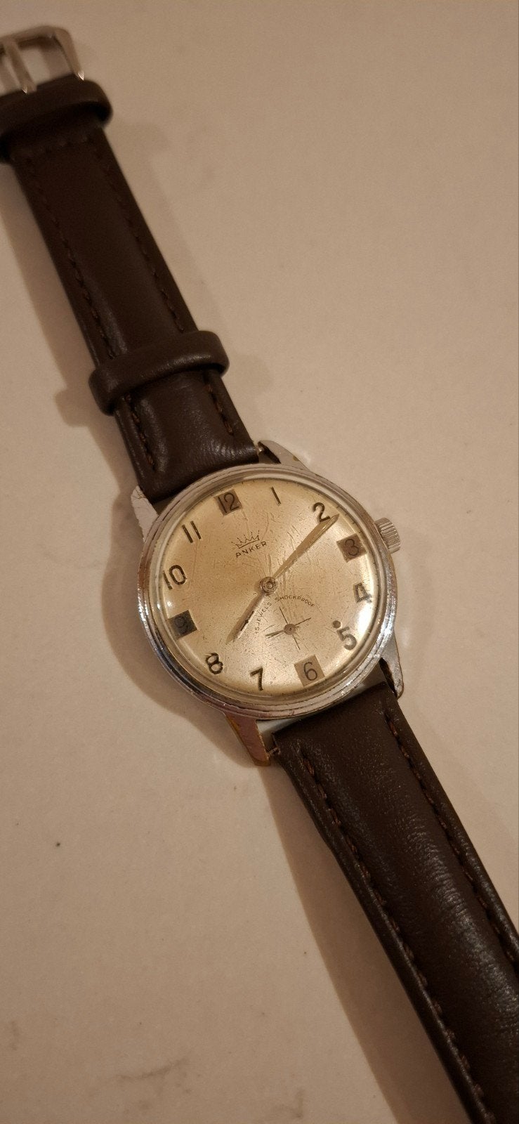 Vintage Anker horloge handopwindbaar, Ophalen of Verzenden, Staal, Overige merken, 1960 of later