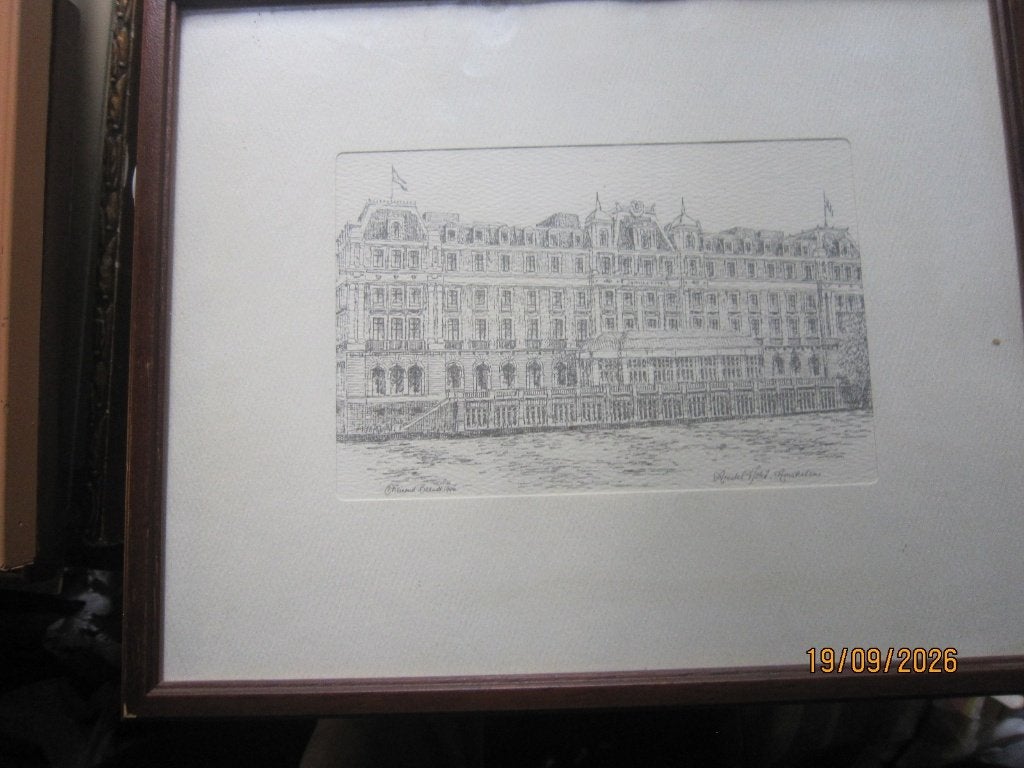 AMSTEL HOTEL AMSTERDAM, Klein  etsje  REINOUD BRANDT 1996, Antiek en Kunst, Ophalen, Stadsgezicht, Ets, 1950 - 1999