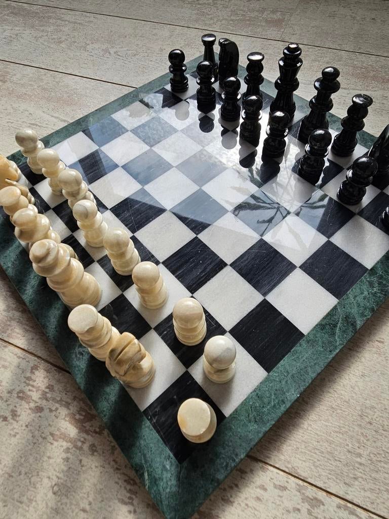 Prachtig marmeren schaakspel - 40cm, Een of twee spelers, Ophalen of Verzenden, Gebruikt